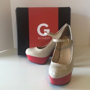 Guess patent platform heels.